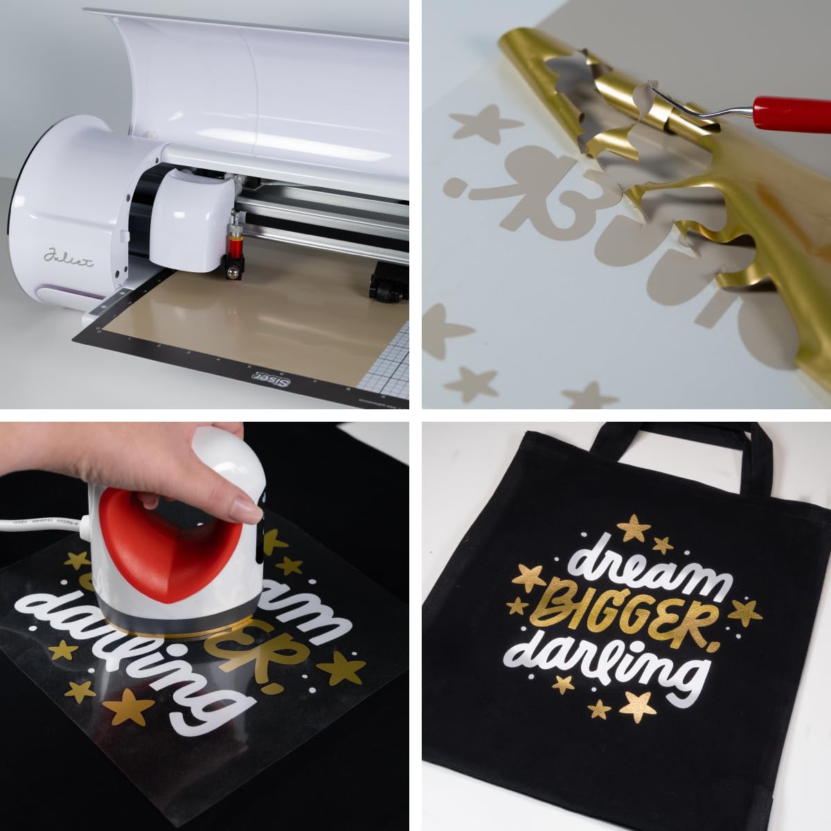 Siser Juliet® Pacchetto Pro – Plotter da Taglio con Pressa a Caldo Mini, Termovinile EasyWeed, Accessori Completi per Applicazione e Trasferimento