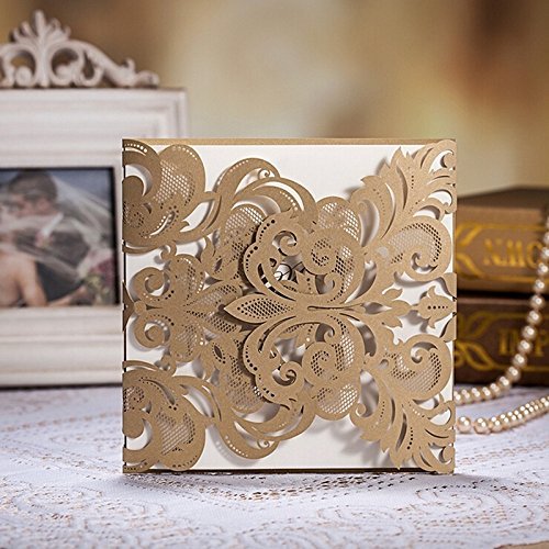Joinwin Pack of 12 HOT Western-Style Champange Gold Laser-Cut Lace
