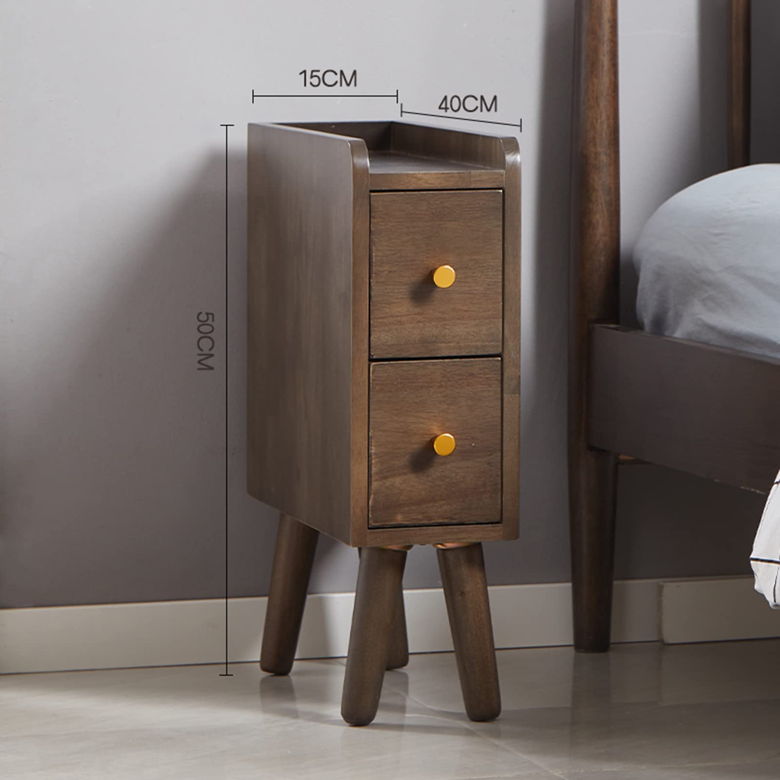 Comodino Retrò Furnulem Con 3 Cassetti E Ripiano - Marrone Rustico, 29,9x41,9x71 Cm - Organizzatore In Tessuto