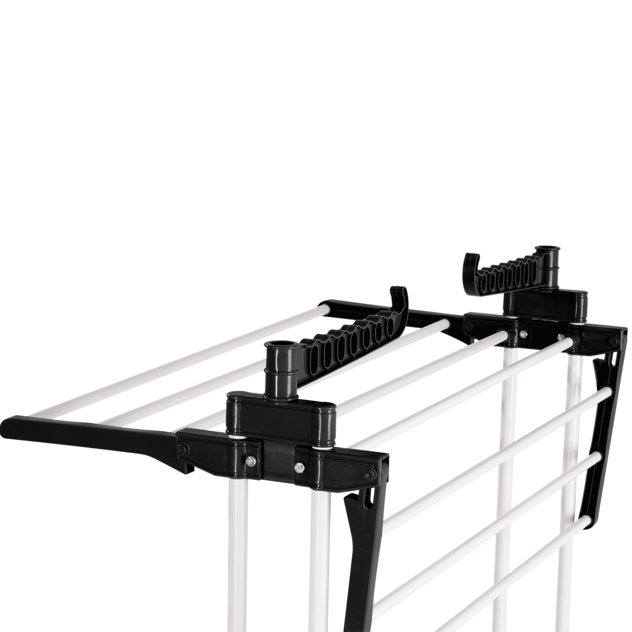 EASYmaxx Stendibiancheria pieghevole | asciugatura efficiente con 3 livelli, 2 ali laterali e struttura leggera, salvaspazio, versatile e mobile per interni ed esterni, nero/bianco