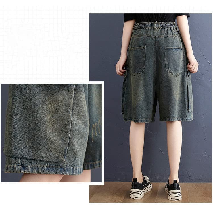 Short Femmes Rétro Et Vieux Shorts en Denim Model en Liberté De Grande Taille