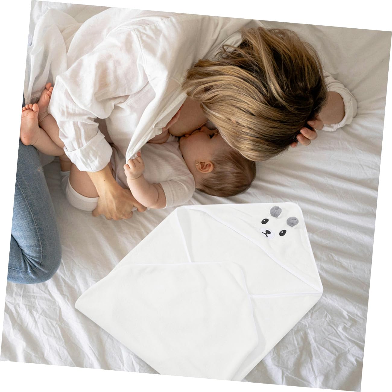 Lot de 2 Serviettes de Bain à Capuche pour Bébé, Serviettes en Coton Ultra-Doux, Grosse Taille Absorbante, Couleurs Blanche et Grise, Cape de Bain pour -né et Tout-Petit