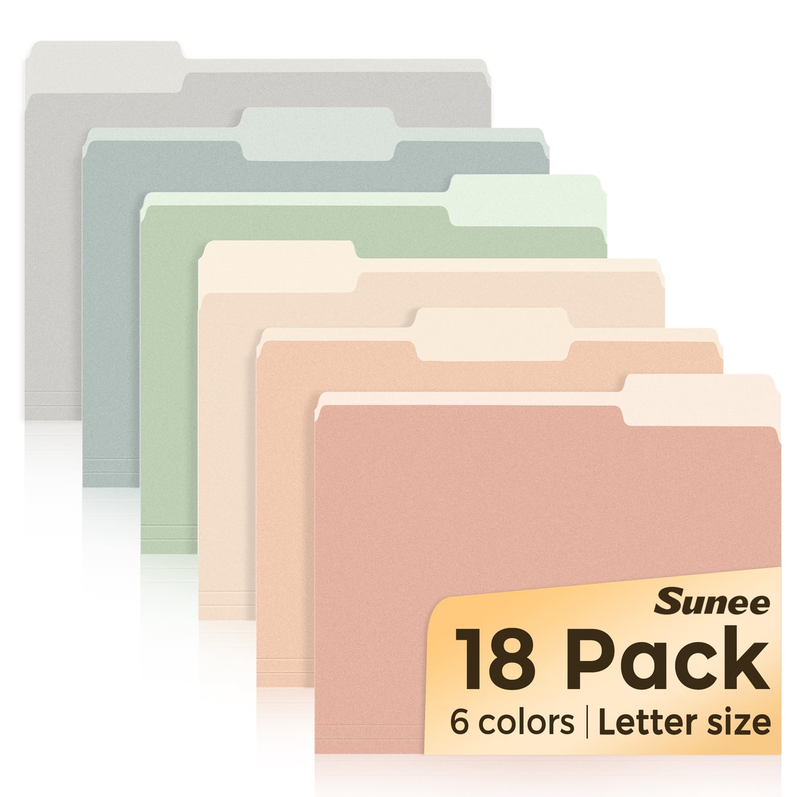 SUNEE File Folders, 18 Pack Manilla Folders 8.5 x 11, Colored Folder Office Organization Home School Folders for Documents Files Paper, 6 Pastel Colors