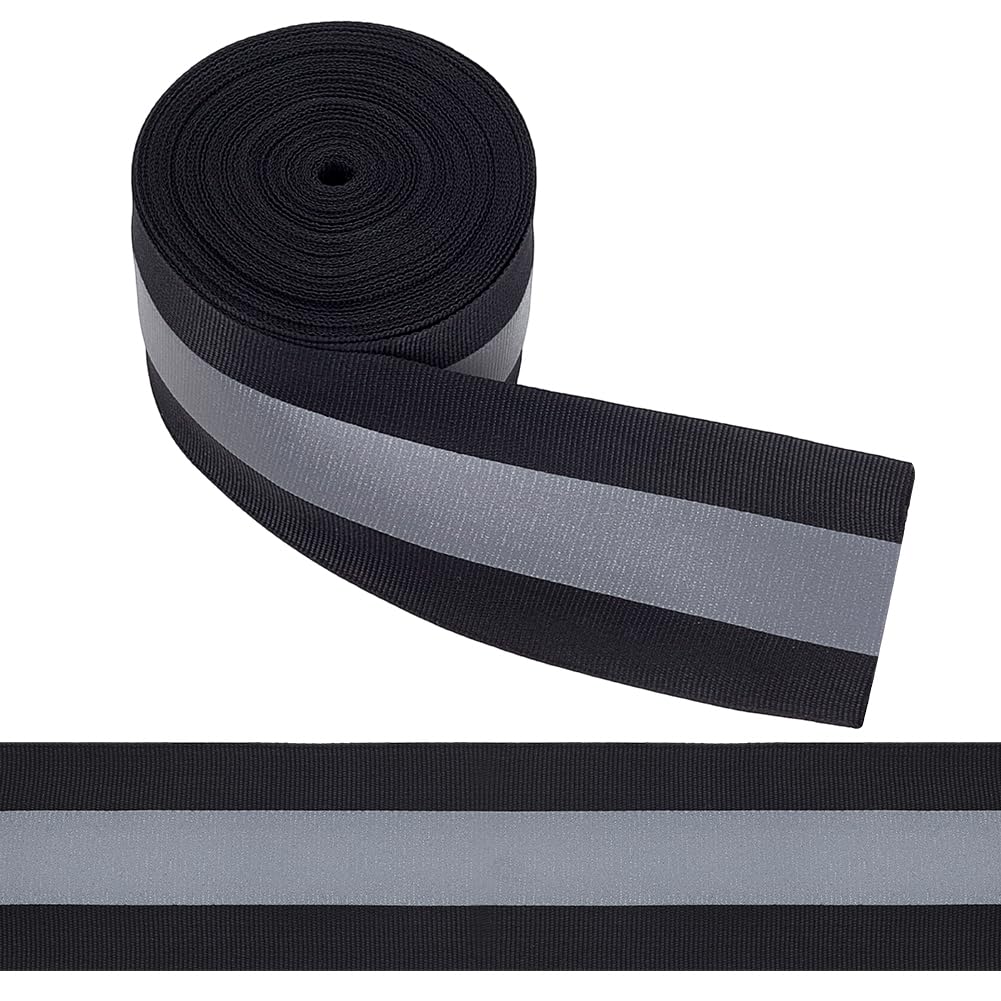 WEBEEDY 11 Yard/10M Sew On Silver Reflective Tape 2 Inch Width Fabric Reflective Safety Tape for Clothing,DIY Personalized Security Decor Reflective Ribbon for Backpack Belt Jacket Shoes Pet Wears