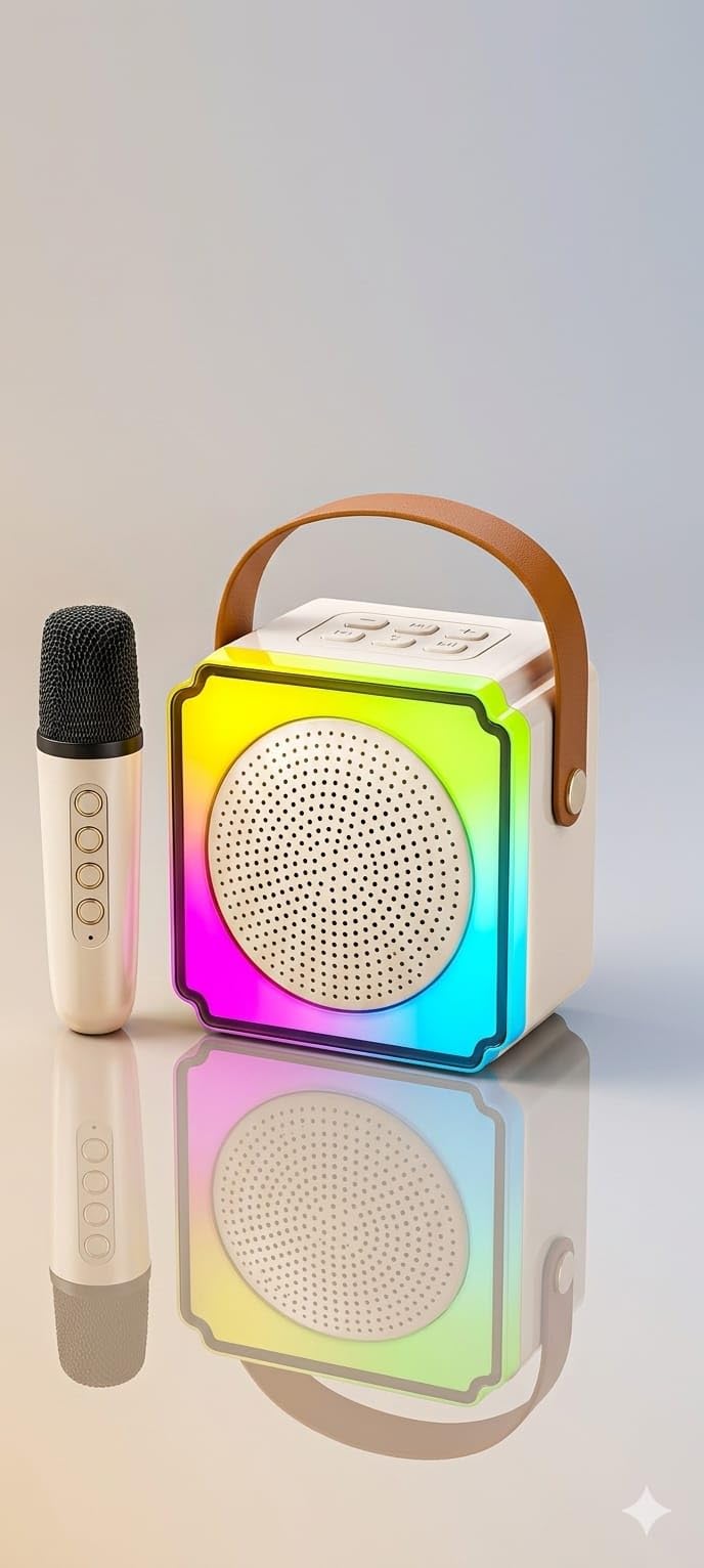 Alpenia Portable Bluetooth Speaker with Wireless Mic, RGB LED Party Light, Heavy Bass Karaoke Speaker, Rechargeable Battery, Portable Handle, Wireless Mic for Kids & Adults, Home & Outdoor Party-image-37