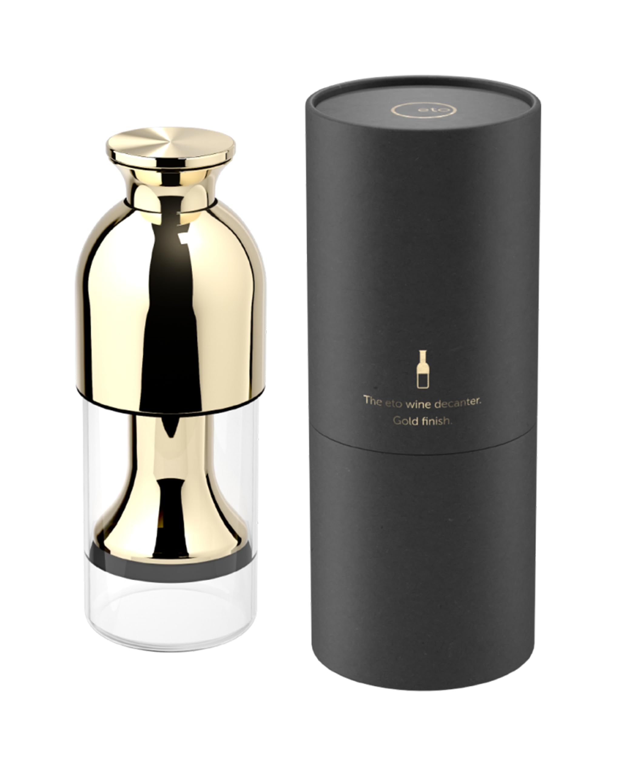 eto wine decanter in gold: mirror finish