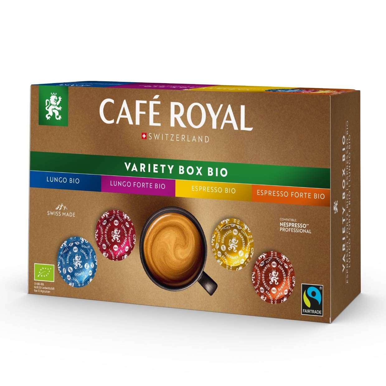 Professional Pads, Bio Variety Box, 40 Nespresso (R) Professional Compatible Pads for Office and Catering, Organic and Fairtrade Certified