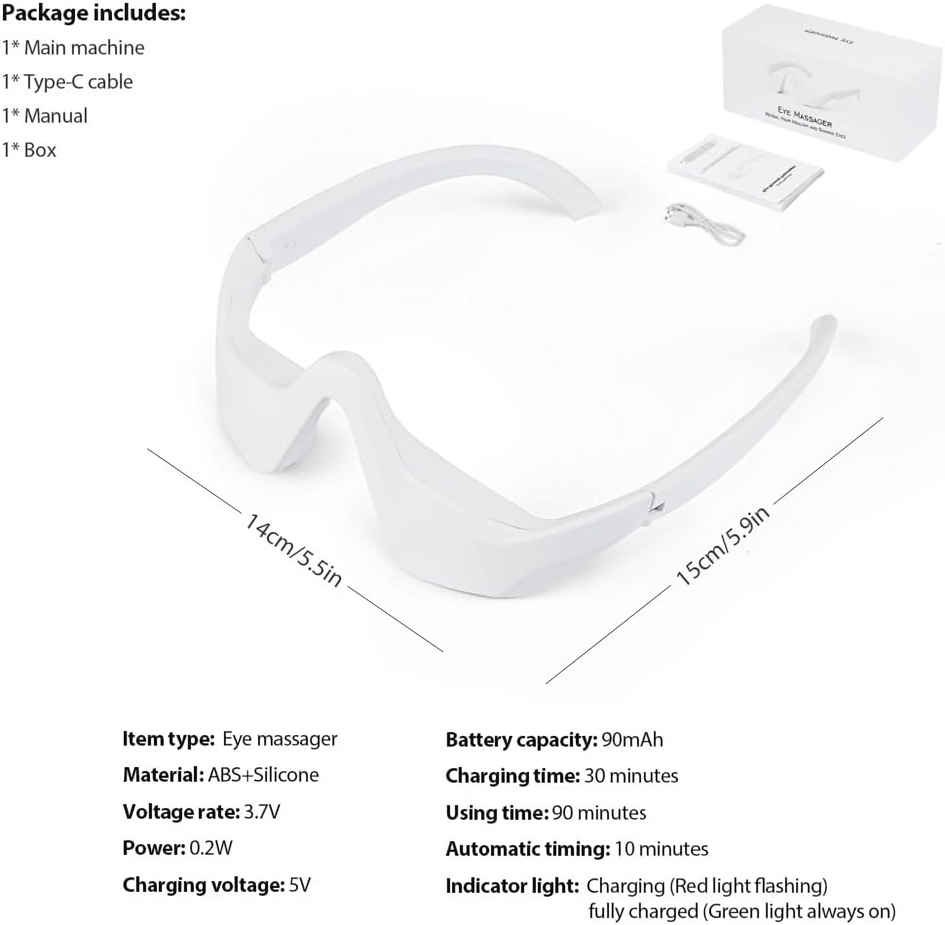 Gafas de terapia de luz roja para debajo de los ojos con microcorriente, masajeador de ojos de 4 modos para ojeras, bolsas de ojos, hinchazón, arrugas y alivio de la fatiga ocular