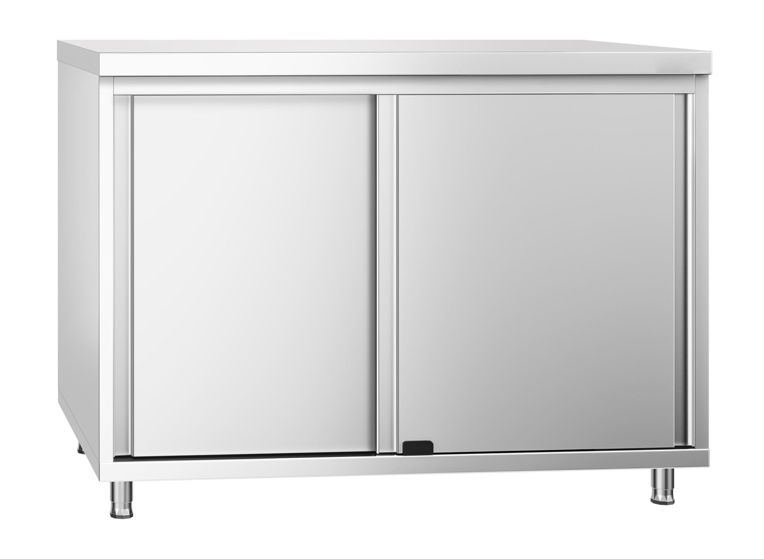 Ristoattrezzature - Tavolo in acciaio inox armadiato 140x60x85h cm - 2 porte scorrevoli - Uso Professionale