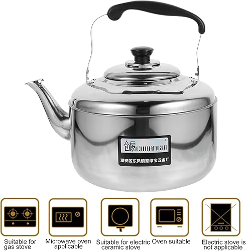 Miniatura 6 de DOITOOL Tetera de camping, hervidor de agua, estufa de hojas sueltas, tetera para calefacción, tetera, tetera, tetera para estufa, teteras para