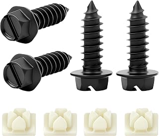 4 Sets License Plate Screws - Stainless Steel Rustproof Fasteners, Universal Fit for Most Cars/Trucks/SUVs, Anti-Theft Design, Easy Installation for Front/Back License Plates