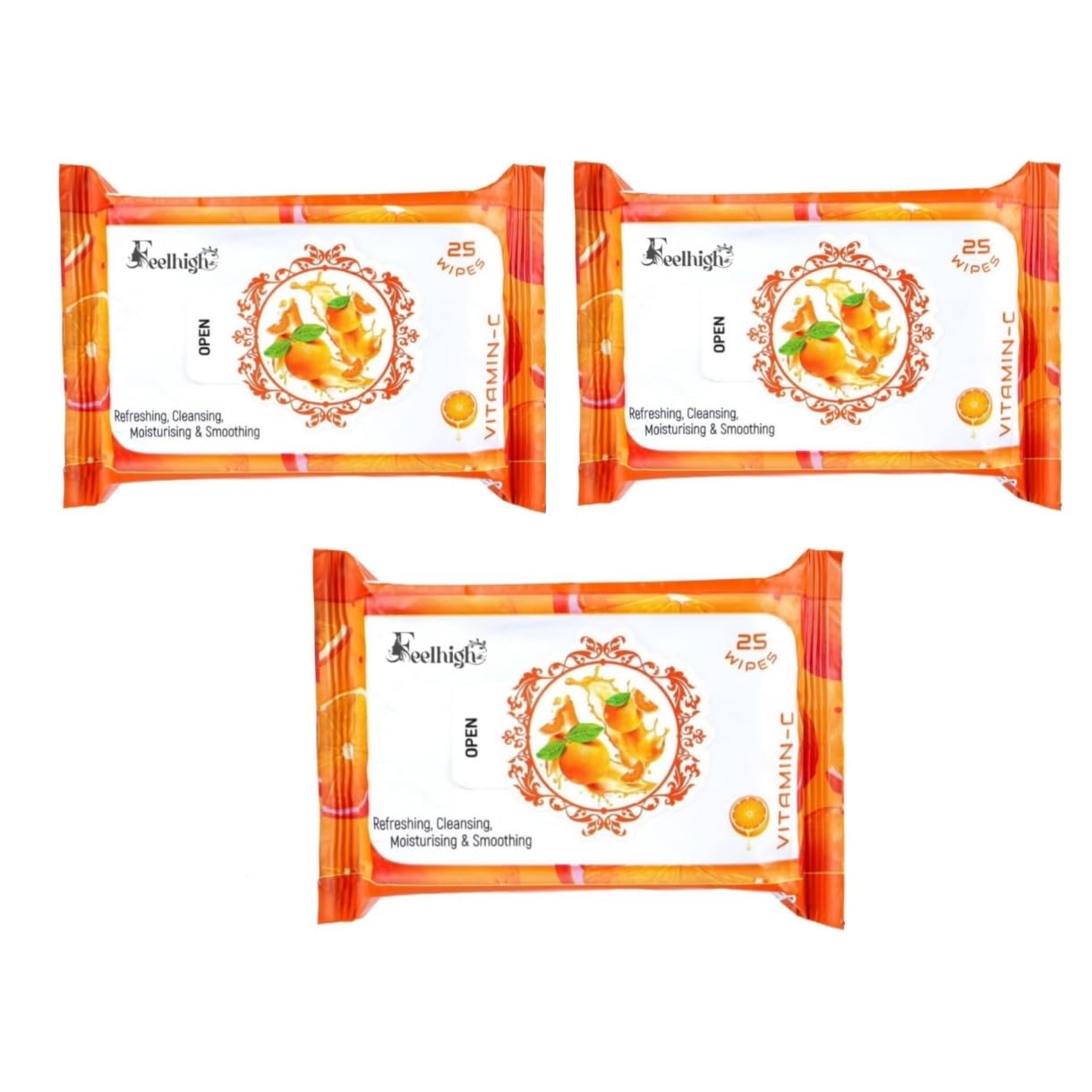 Feelhigh Daily Cleansing Facial Wipes 25 Each - Pack of 3 | Wet Wipes for Face| Makeup Remover Wipes| Hydrating,Refreshing, Cleansing, Soothing|Paraben & Alcohol Free (Medium, Vitamin C)-image-29