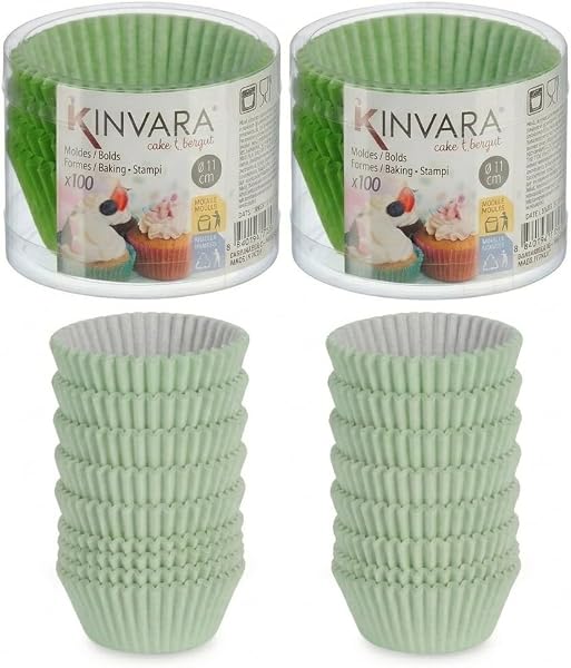 Pack 200 Moldes de Papel para Magdalenas y Cupcakes de Calidad Alimentaria 7,5 cm Moldes de Repostería Extra Resistentes al Horno y Antigrasa Ideales para Muffins y Mesas Dulces (Verde Pastel) - 1