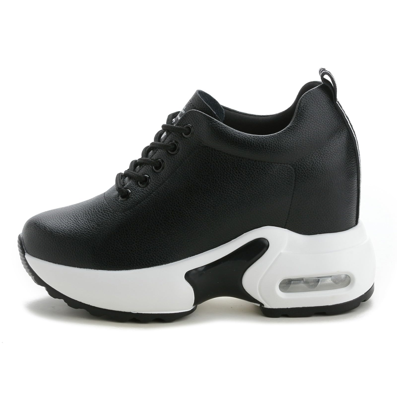 Zapatillas Deportivas Cuña Interior Mujer 10 cm Cuero Zapatos Running Fitness Gym Outdoor Sneakers Cuña Alta Talón Plataforma Casual