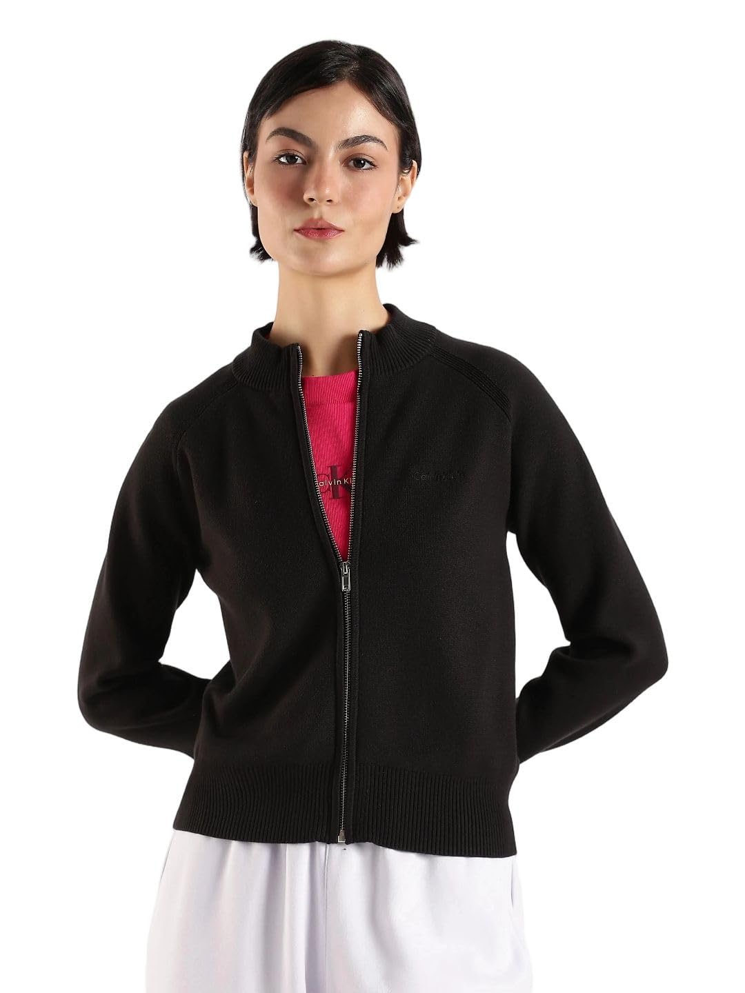 Regular fit Viscose Mock Neck Front-Open Sweater-image-41