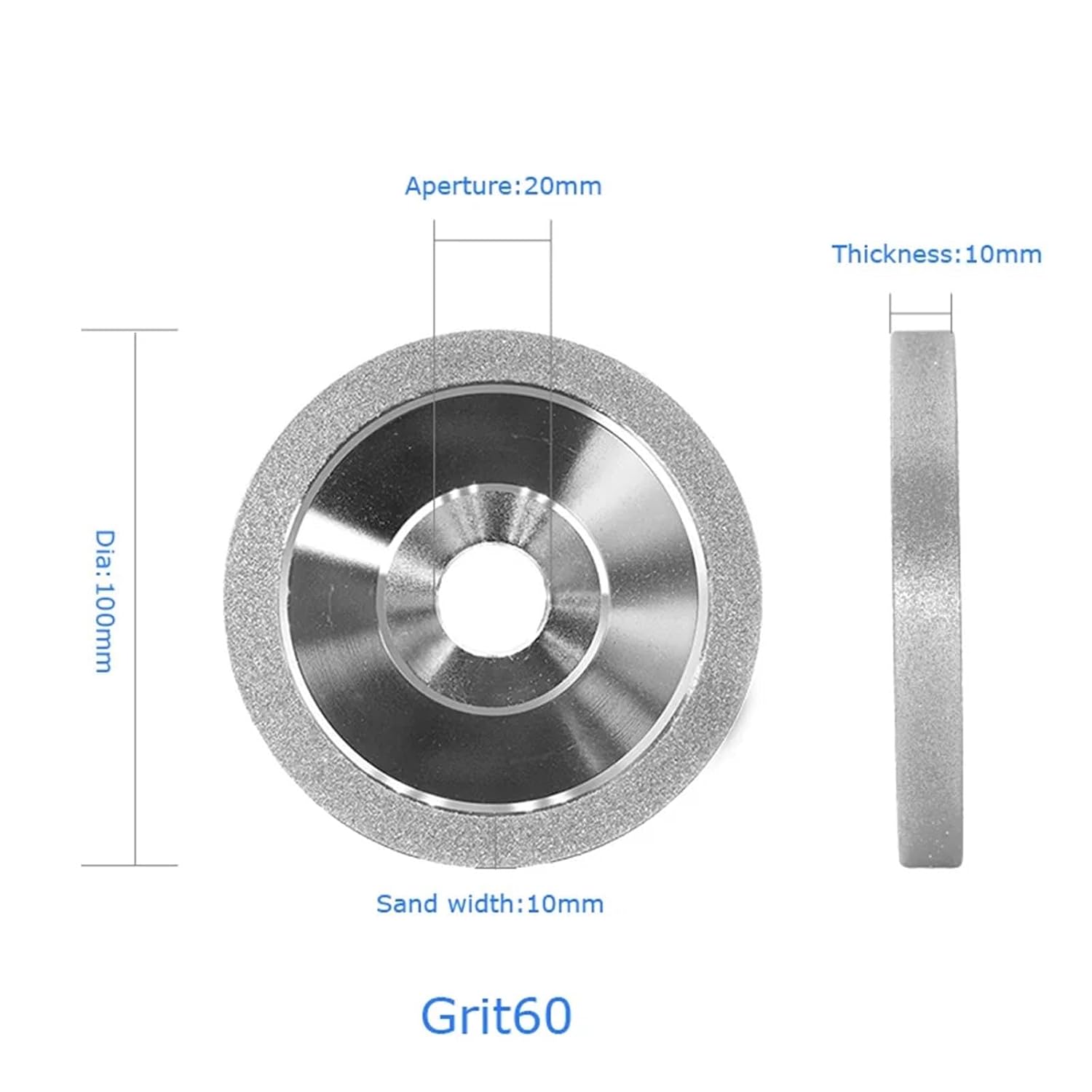 1pc Φ78/100/125mm Diamond Grinding Flap Wheel Grinder Circle Sharpener Disc Ceramic Tungsten Steel CBN Milling Cutter Carving(100x20x10x10 P60)