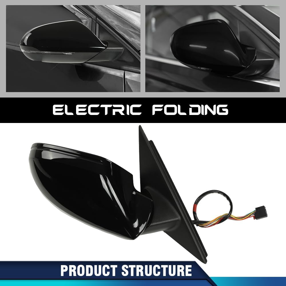PIT66 Passenger Right Side Mirror Compatible with 2012-2018 Audi A6 Premium/Fit 2013-2018 Audi S6 128-64021R, 4G1857410, 4G185750, 4G08575, 4G1857410BE01C, 4GD857410C Black
