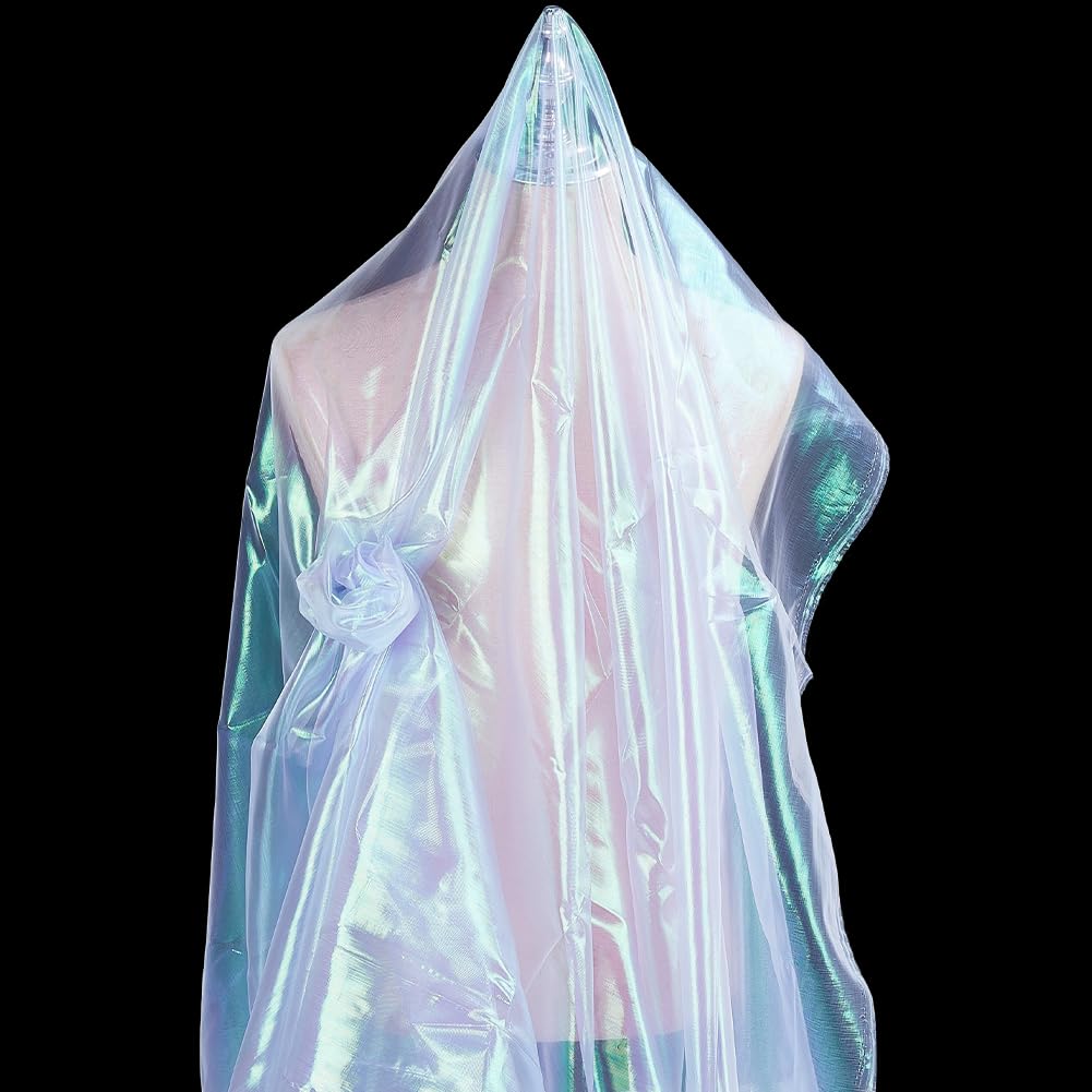GORGECRAFT 300x150cm Gradient Organza Holographic Iridescent Fabric Medium Orchid Metallic Foil Mermaid Printed Costume Stage Performance Fabric for Dress Sewing Upholstery Art Crafts