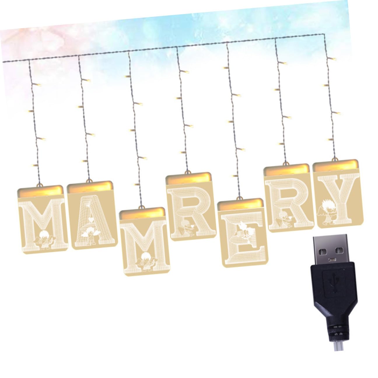 Heirate Mich LED Lichterkette mit USB Anschluss, Acryl | Romantisches Warmweißes Licht, für Party und Hochzeitsdekoration, Beige, Flammenlos