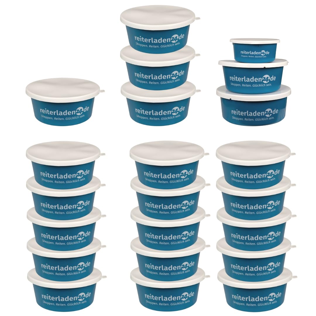 RL24 Leckerlischale Müslischale mit Deckel für Pferde Futterschale 5er Set Blau 2l Pferdezubehör