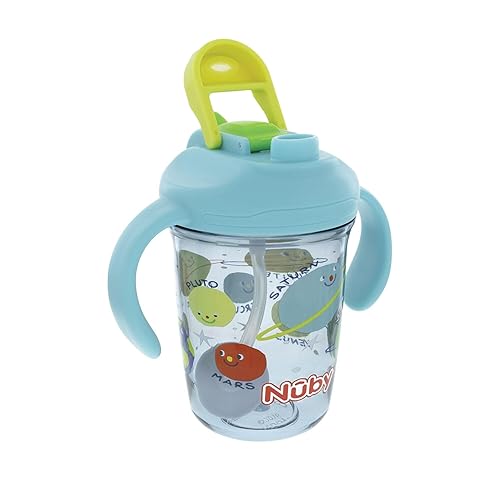 Miniatura 6 de Nuby Taza multifunción 2 en 1 para niños pequeños con popote con peso de 360 y boquilla dura, 8 onzas, asas de fácil agarre y tapa abatible, más de