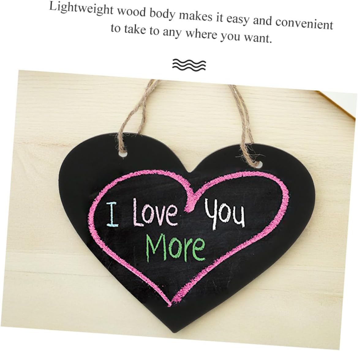 Wooden Heart Chalkboard Hanging Black Board Sign for Messaging