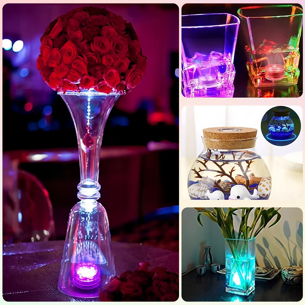Mini Unterwasser Licht, 20 Stück LED Teelichter Bunt mit 2 Fernbedienung, Mehrfarbige Teichbeleuchtung, Mini Unterwasser Led Licht, Pool Beleuchtung für Aquarium Badewanne Pool Garten Party