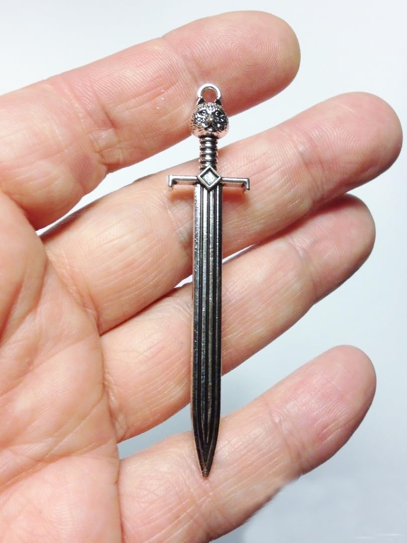 Morezmore M01375-Silver 1pc Miniature Sword Weapon 67 x 14 mm Doll Dollhouse Mini 1:12 Scale QC1