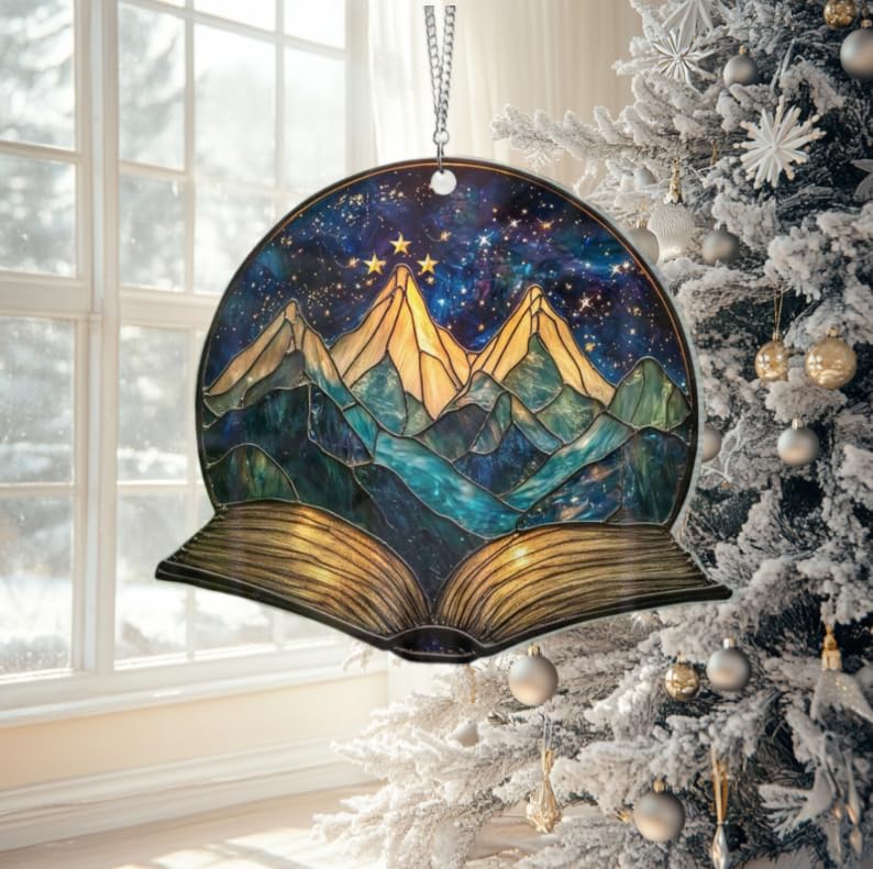 Christmas Night Court Sun Catcher- Fantasy Book Reader Gift, Night Court Acrylic Window Hanging, Bookshelf Decor, Book Lover Gift,Bookish Gift, Christmas Tree Bookish