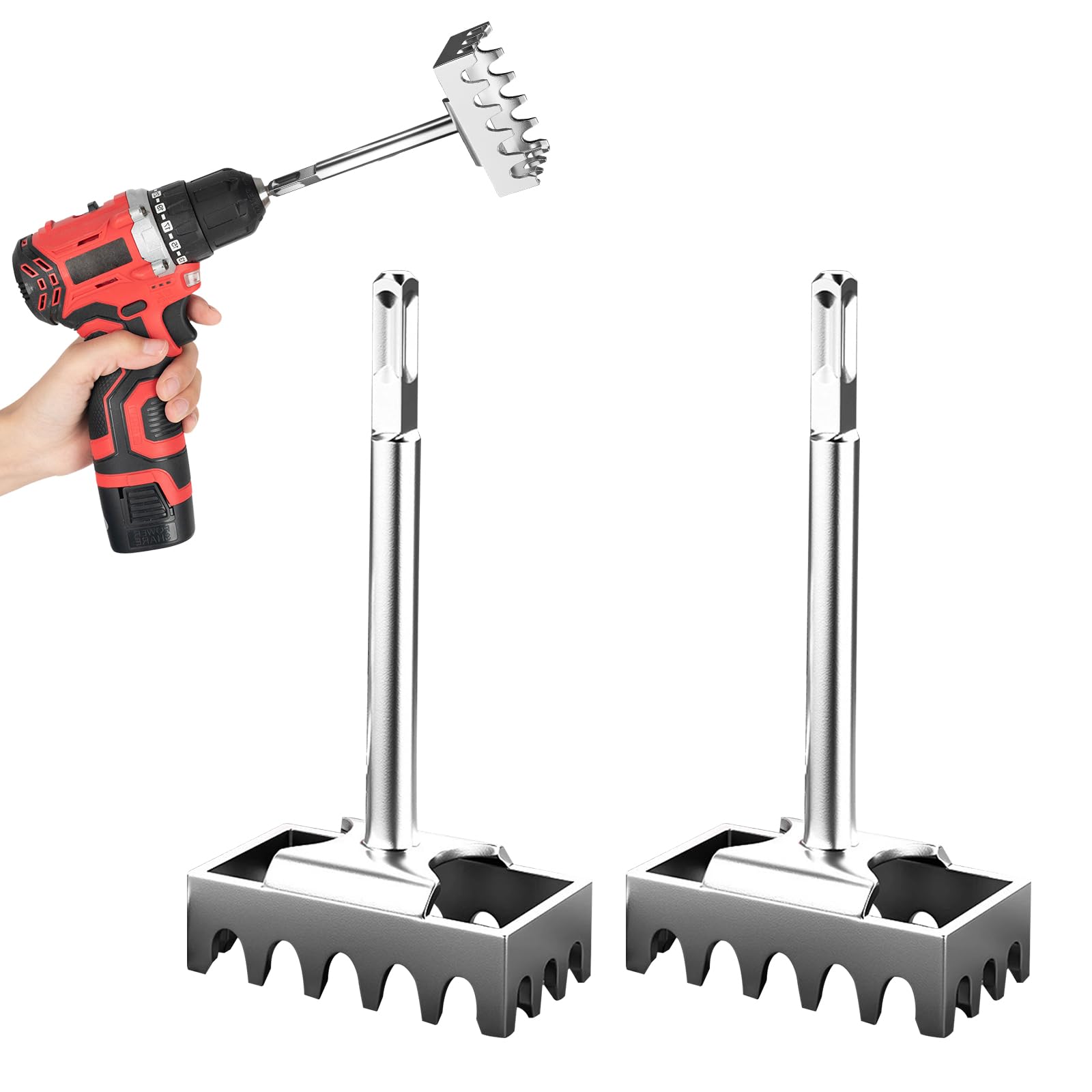 2Pcs Square Hole Saw for Electrical Box, Manganese Steel Hole Cutter for Electric Hammer, Fast Wall Square Drive Square Head Chisel Hole Puncher for Installing Switch Box Socket