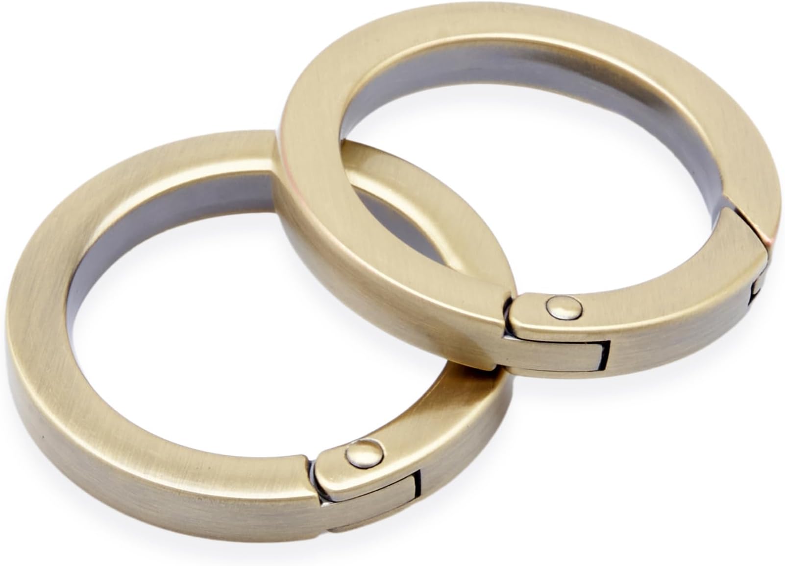 CRAFTMEMORE Metal O Ring Spring Opening Purse Making Snap Angle-Edge O-Rings Clip Key Ring Holder 2pcs SCOF (1 Inch, Brushed Brass)