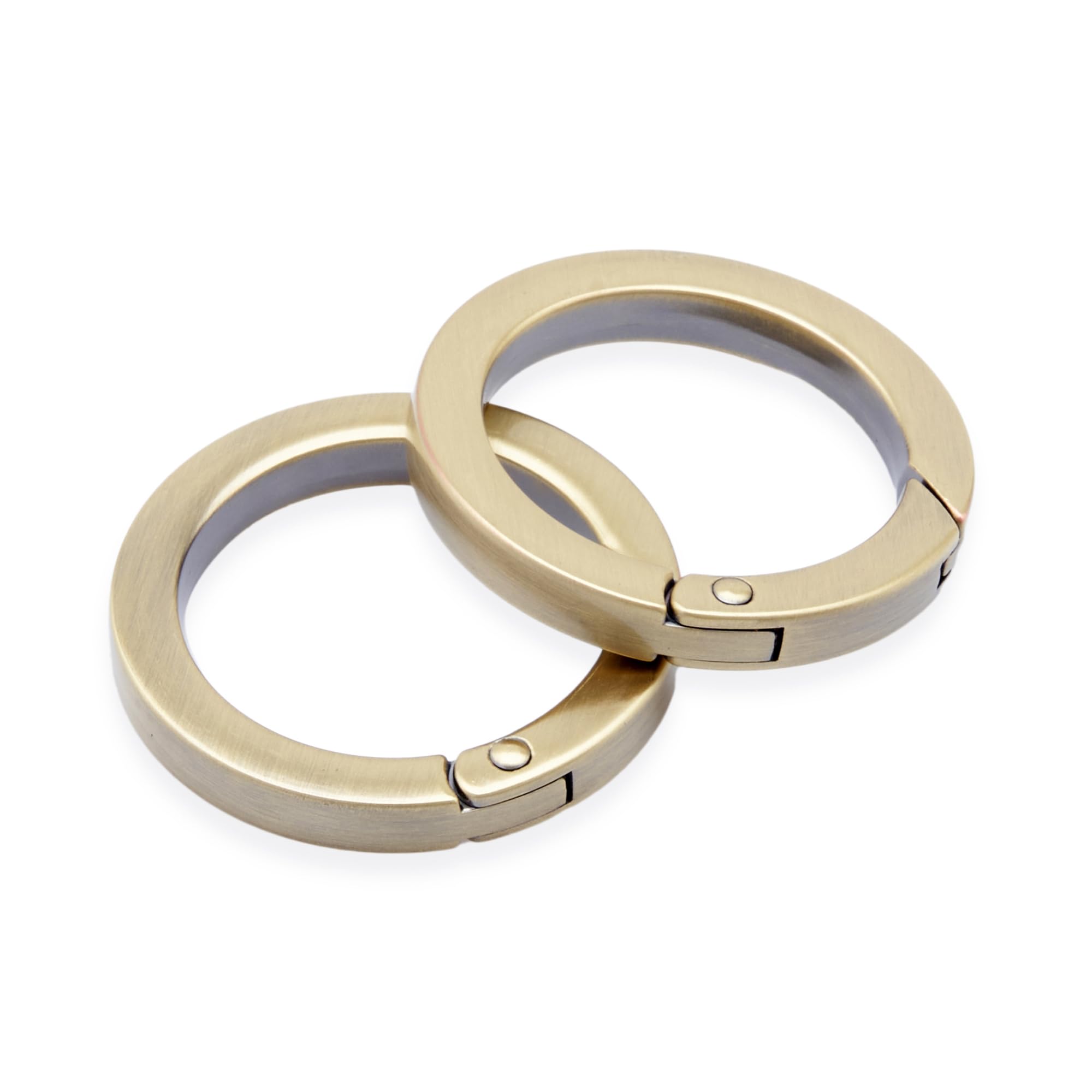 CRAFTMEMORE - 10 Anelli Portachiavi Piatti In Metallo 30 Mm - Antiruggine Per Chiavi, Fai Da Te, Pelletteria - Colore Oro - 4