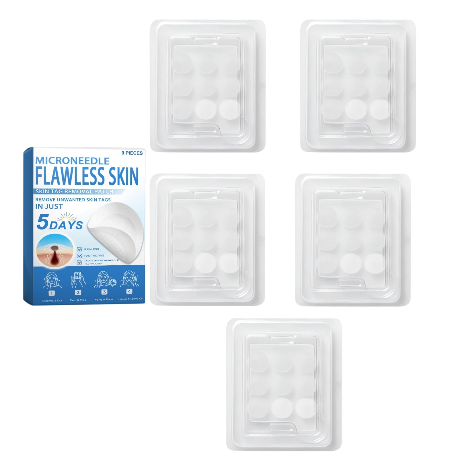 `Patch Soin Peau Microaiguilles, Petites Excroissances, 9 Pcs` (5 boîte)