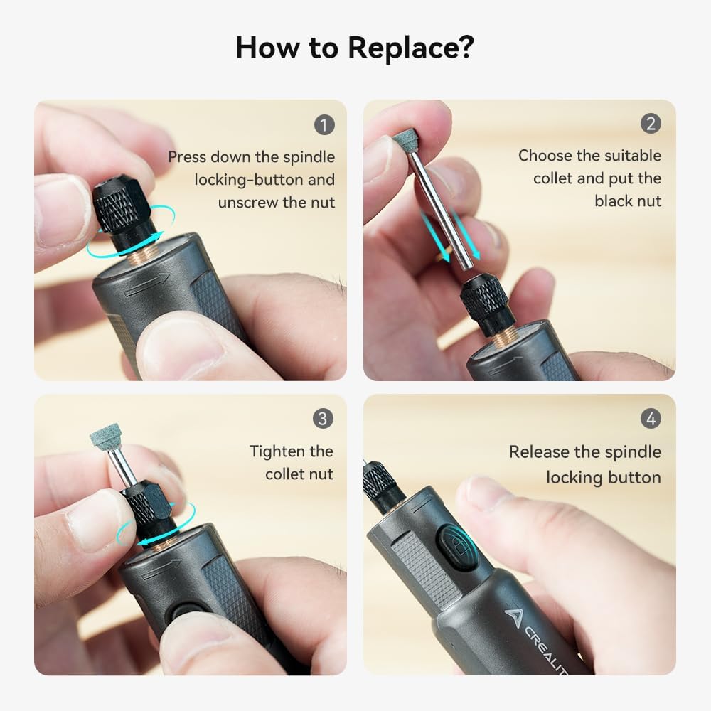 Creality Cordless Rotary Tool Kit with 24PCS Accessories,Multi-functional, 6 Variable Speeds,Long Battery Life and Cordless handheld 3.7V for D Printing Models Grinding Polishing Drilling Cutting
