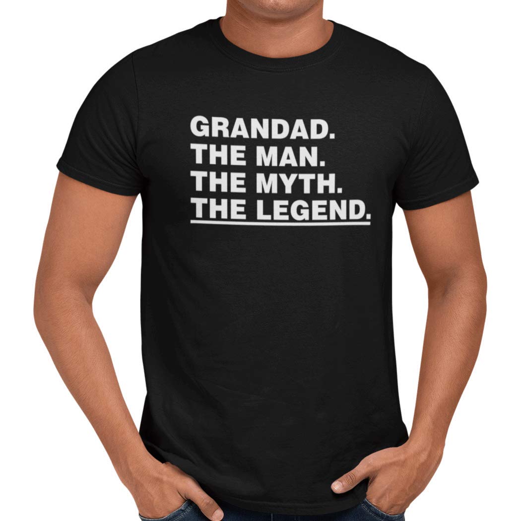 Getting Shirty Men's Black Grandad The Man The Myth The Legend T-Shirt (Xl, )