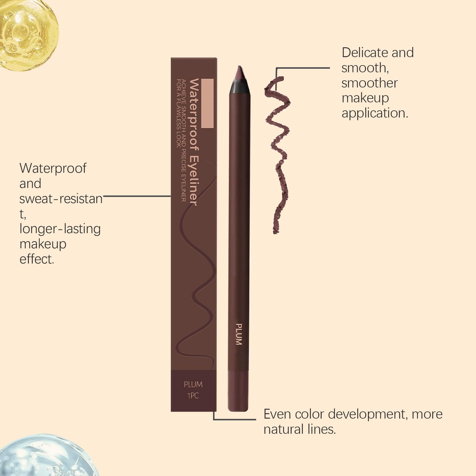 Plum Eyeliner, 24H Waterproof Eyeliner Pencil, No Fading & Smudge Proof eyeliner - Image 2