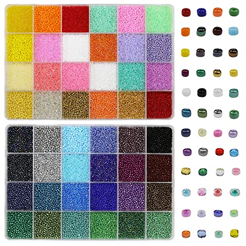 Tibaoffy Perline In Vetro 6/0 Da 4 Mm, 24 Colori, Kit Per La Creazione