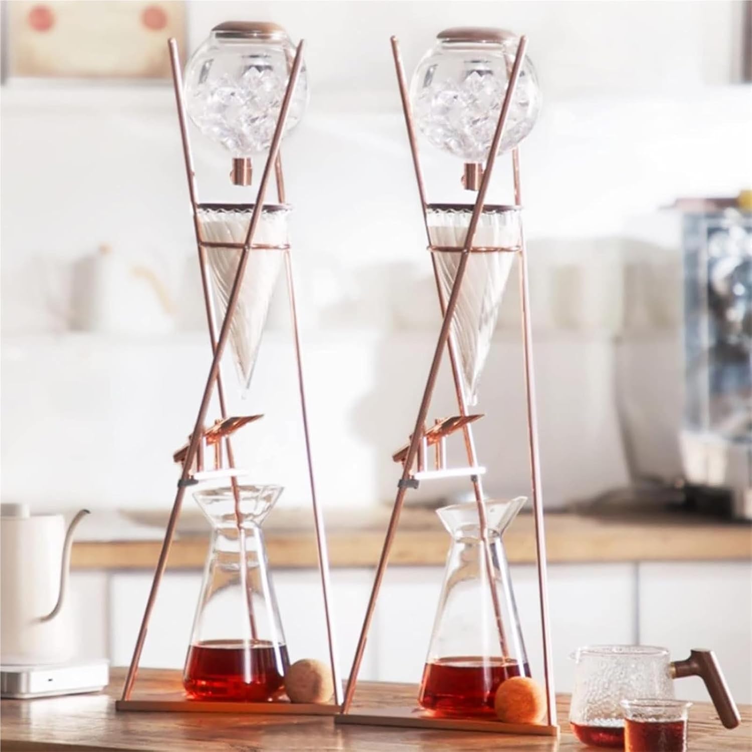 800ML Iced Coffee Maker, Cold Brew Coffee Tower, Adjustable Speed Dripper, with Stainless Steel Stand, Makes 6-8 Cup, for Home, Coffee Shop