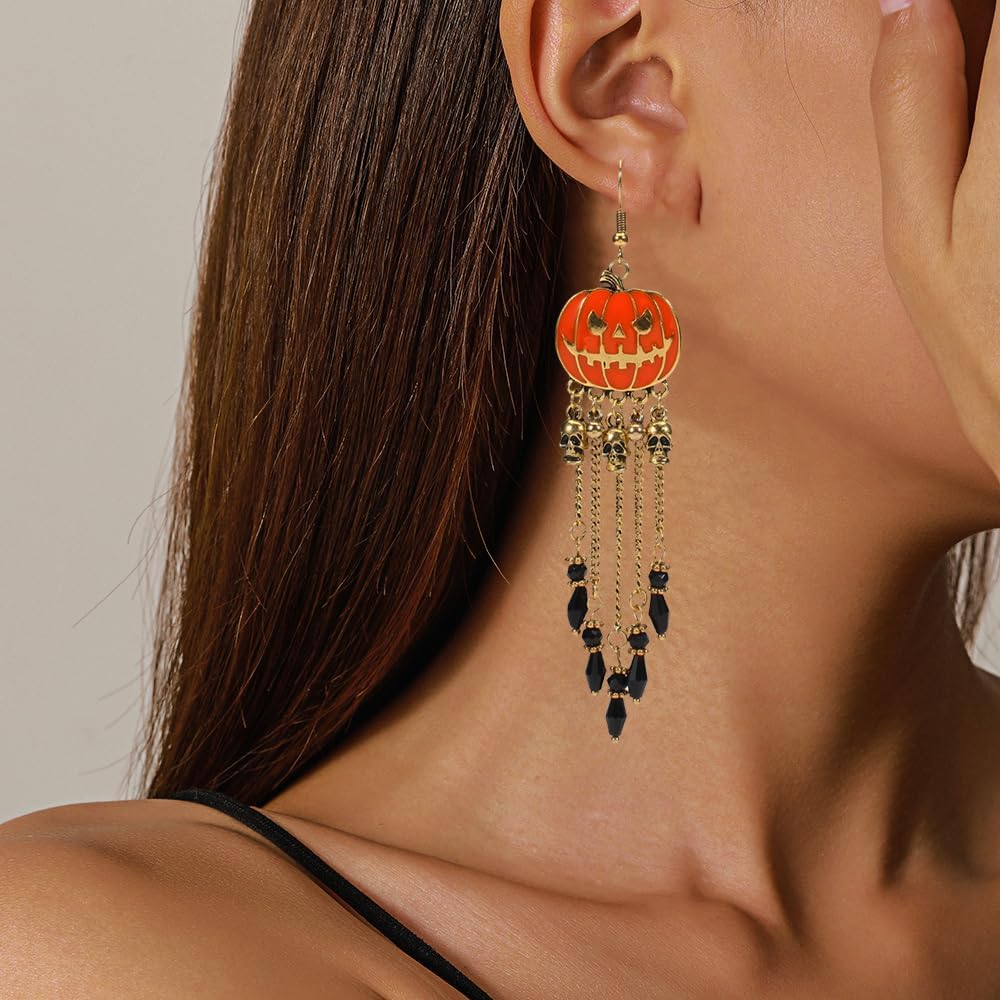Halloween Earrings for Women Long Boo Earring Pumpkin Statement Earrings Halloween Jewelry Accessories - Image 2