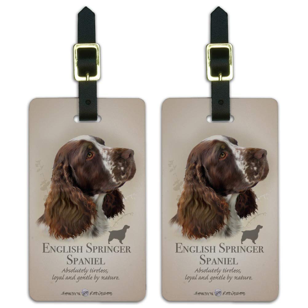 English Springer Spaniel Dog Breed Luggage ID Tags Carry-On Cards - Set of 2