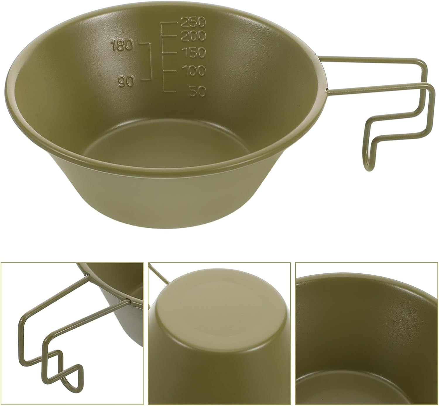 Non-stick Coating Camping Soup Bowl 250ml with Upgraded Handle, Compact Stackable Outdoor Ramen and Rice Bowl for Hiking, Travel, and Backpacking