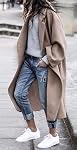 CHARTOU Women's Oversized Notched Collar Wool Blend Single Breast Midi Long Trench Coat