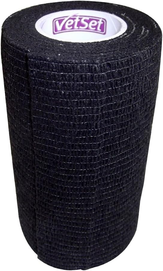 WrapTec Cohesive Bandage 10cm wide. BLACK x 6 Pack