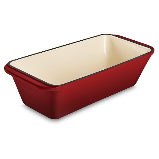 Enameled Cast Iron Loaf Pan, Meatloaf Pan, Casserole, Bread Baking Mold - suitable for all heat sources and dishwasher safe for optimal baking and cooking experience (Cherry)