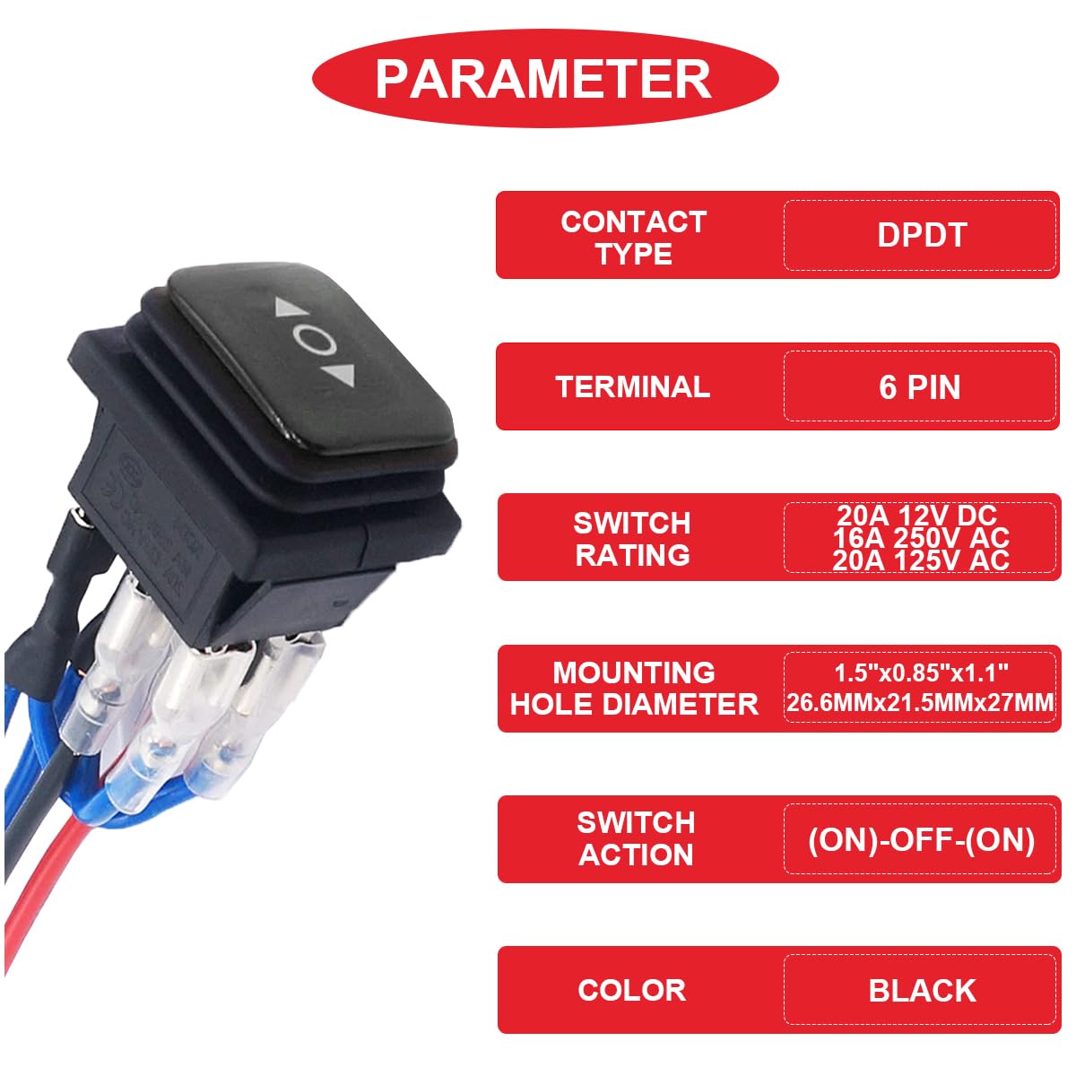 GUUZI 6 Stück Kippschalter 12VDC 15A/24VDC 10A/125VAC 15A/250VAC 10A EIN/AUS 2 Pin 2 Position SPST Schalter Auto Wippschalter