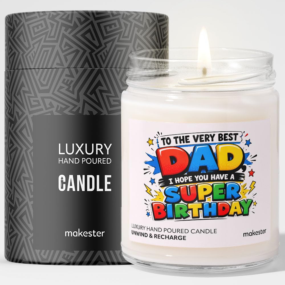 Birthday Gift for Dad from Son - Luxury Soy Wax Candle - Vanilla, Jasmine, Sugared Almond - Makester — image 1