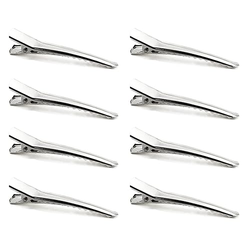 Bignc 100 pinzas de pelo de 2.4in, pinzas de dientes de cocodrilo plateadas, lazos de dientes para el pelo, pinzas de peluquería, pinzas para el