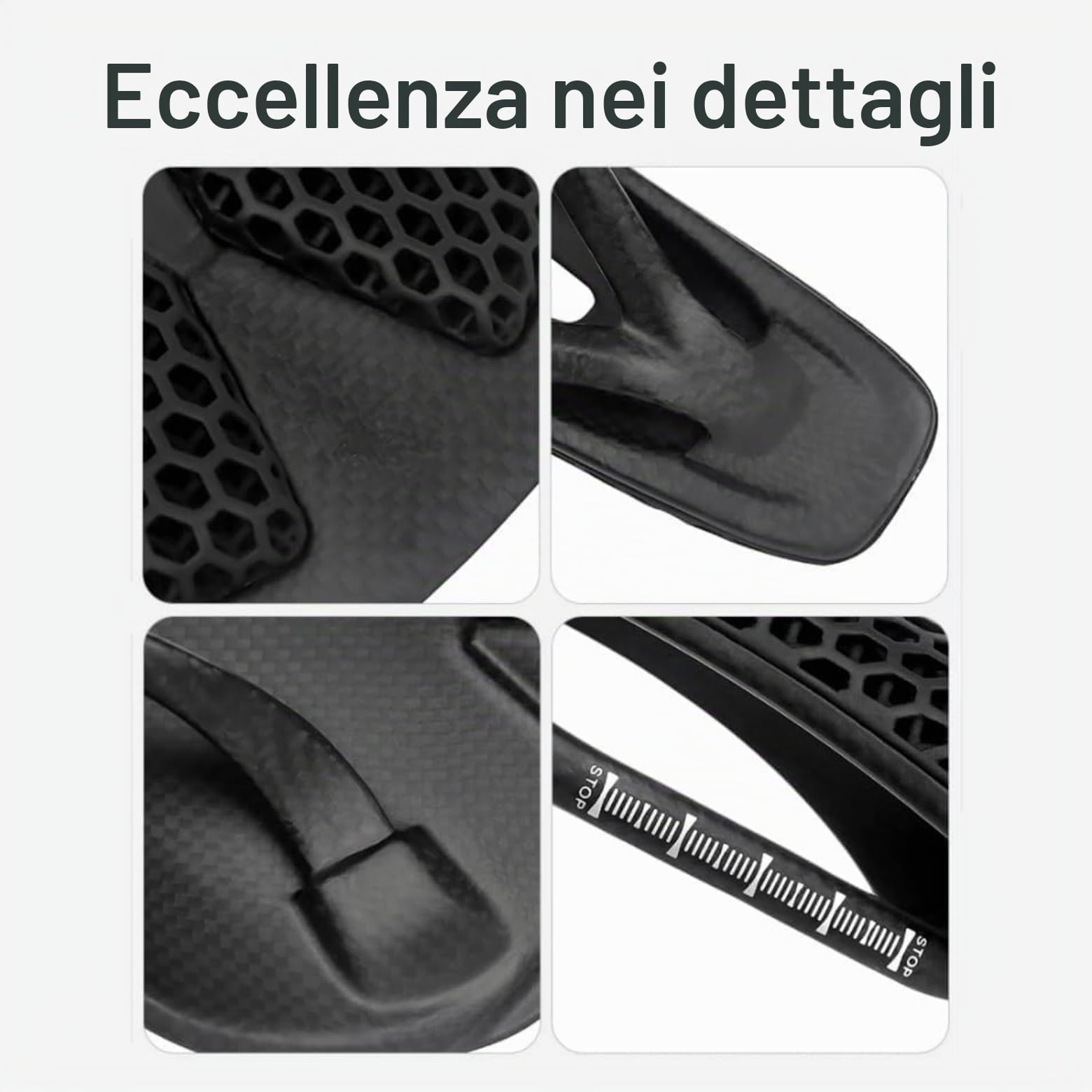 Sella Bicicletta 3D Stampata in Fibra di Carbonio - Leggera con Ammortizzazione per Bici da Corsa e MTB
