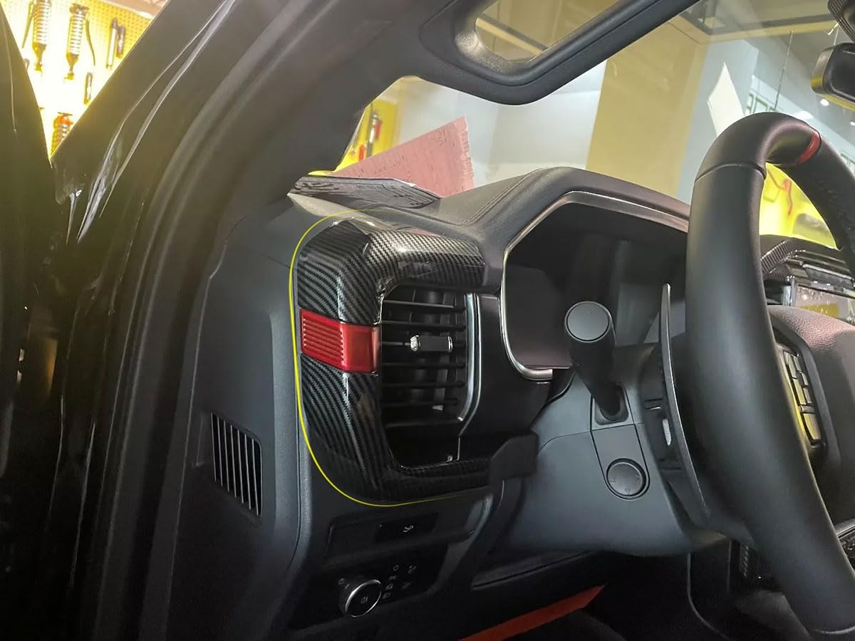 Center Console Trim Compatible with Ford F150 F-150 2026 2025 2024 2023 2022 2021 Dashboard Trims Strips Console Air Vent Cover Interior Car Accessories ABS 4PCS(Carbon Fiber Style)