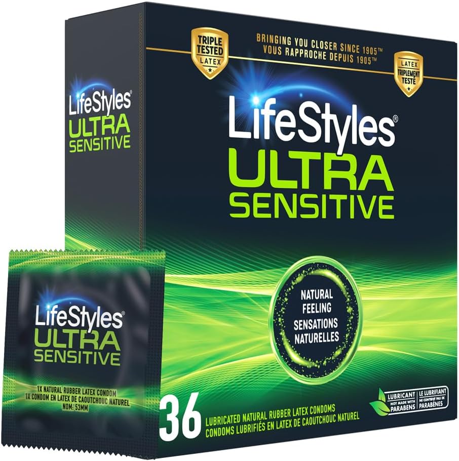 LifeStyles Ultra-Sensitive Condoms – 36 Count – Natural-Feeling, Lubricated Latex Condoms